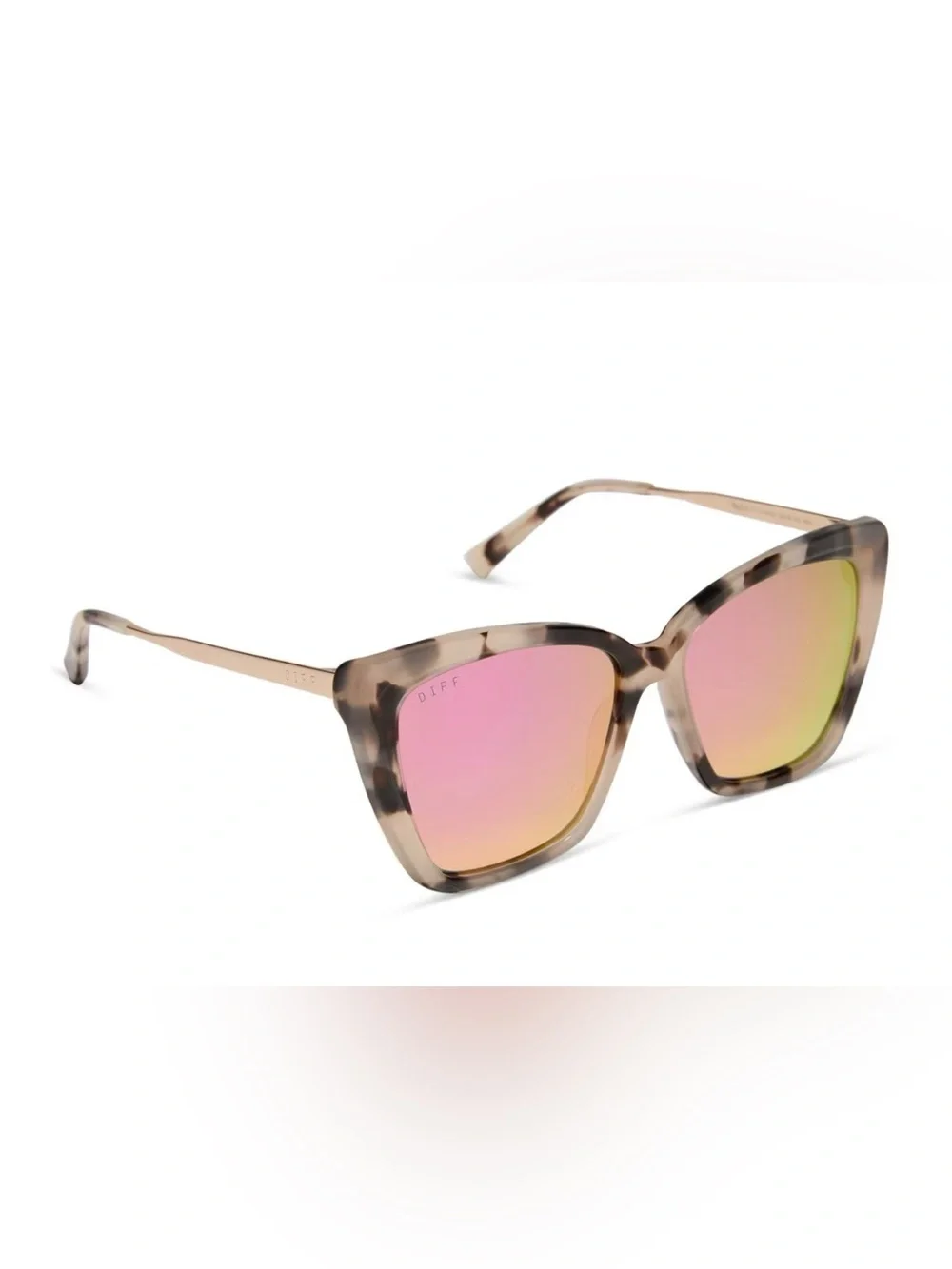 BECKY II - CREAM TORTOISE + PINK MIRROR SUNGLASSES